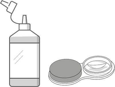 Clean contact lenses and case